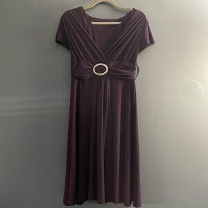 Elegant Purple Dress with Embellished Waist